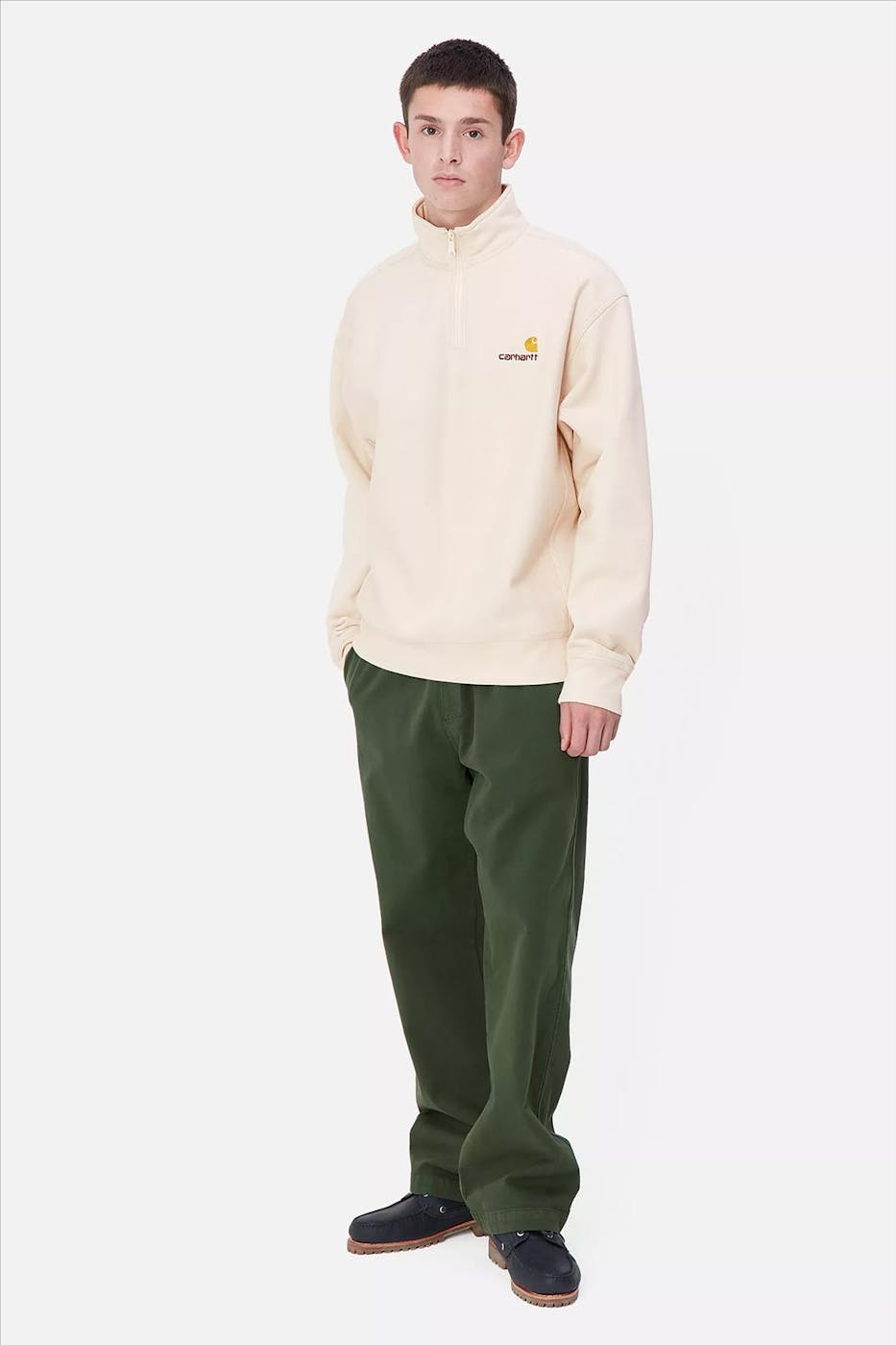 Carhartt WIP - Ecru Half Zip American Script sweater