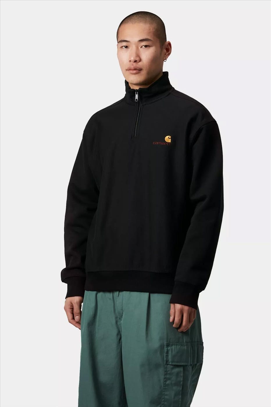Carhartt WIP - Zwarte Half Zip American sweater