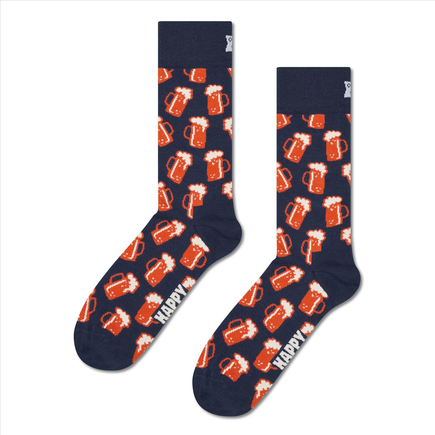 Happy Socks - Donkerblauwe Beer sokken, maat: 41-46