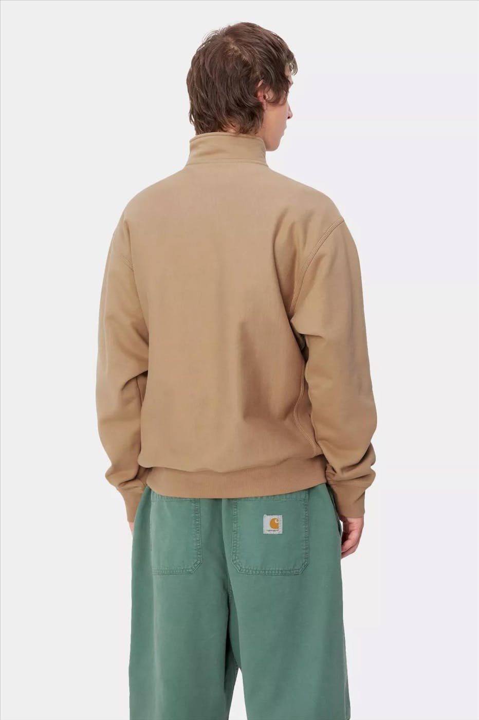 Carhartt WIP - Lichtbruine Half Zip American Script sweater