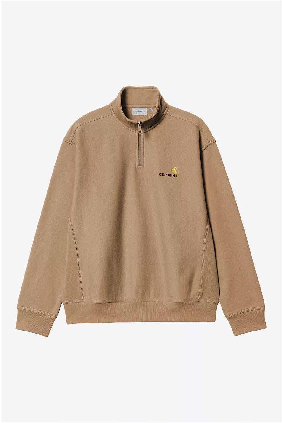 Carhartt WIP - Lichtbruine Half Zip American Script sweater