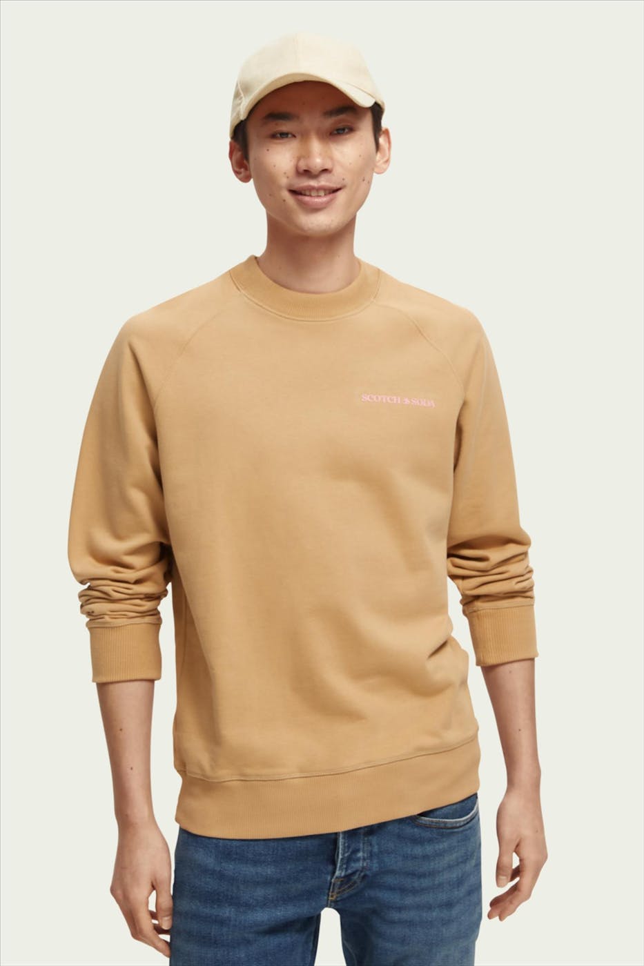 Scotch & Soda - Beige Pink Logo sweater