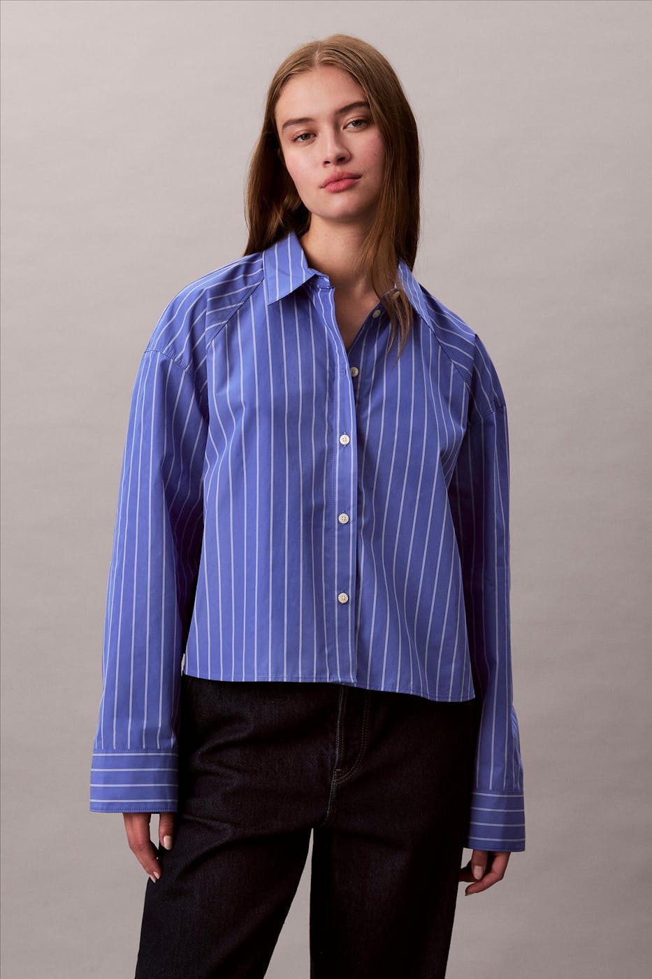 Calvin Klein Jeans - Blauwe Striped Boxy blouse