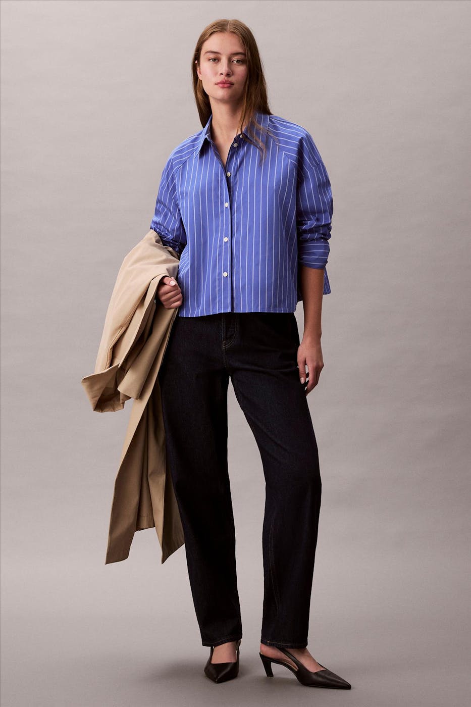 Calvin Klein Jeans - Blauwe Striped Boxy blouse
