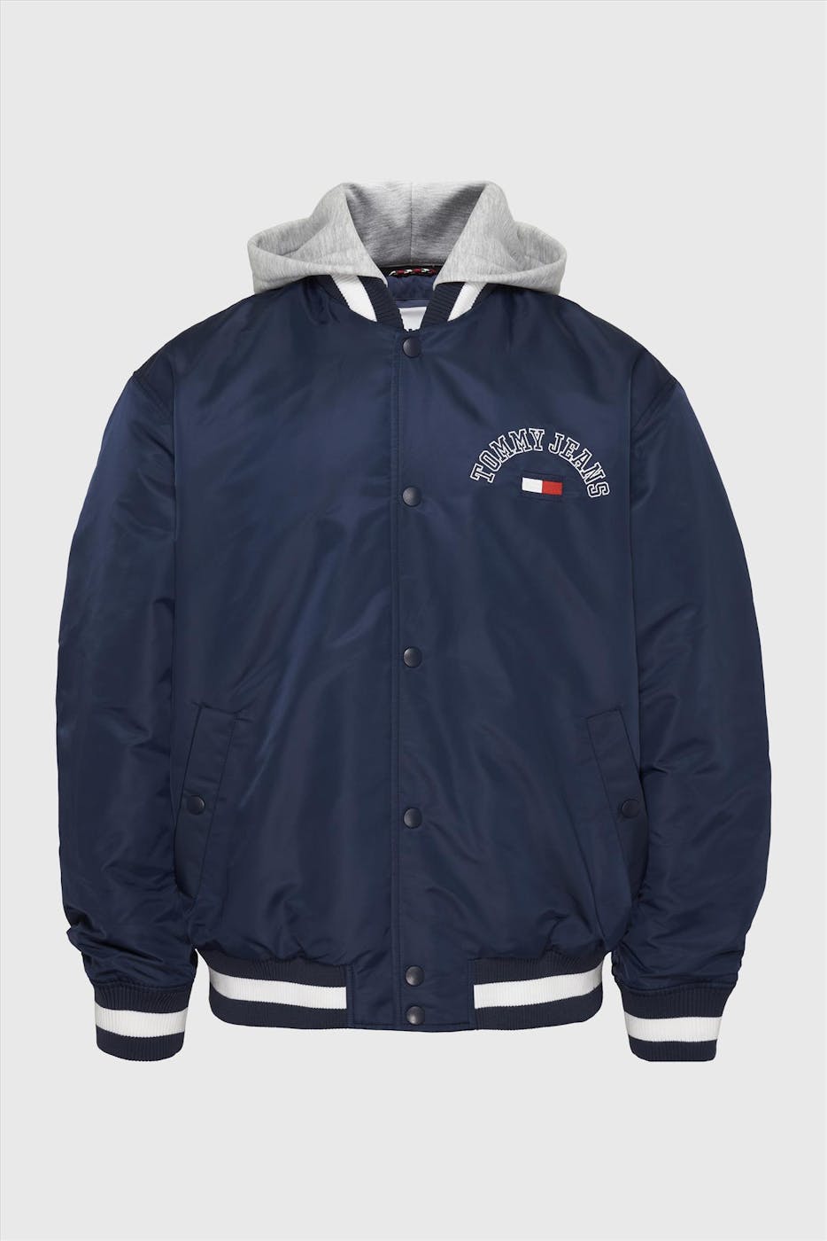 Tommy Jeans - Donkerblauwe Graphic Satin bomberjas