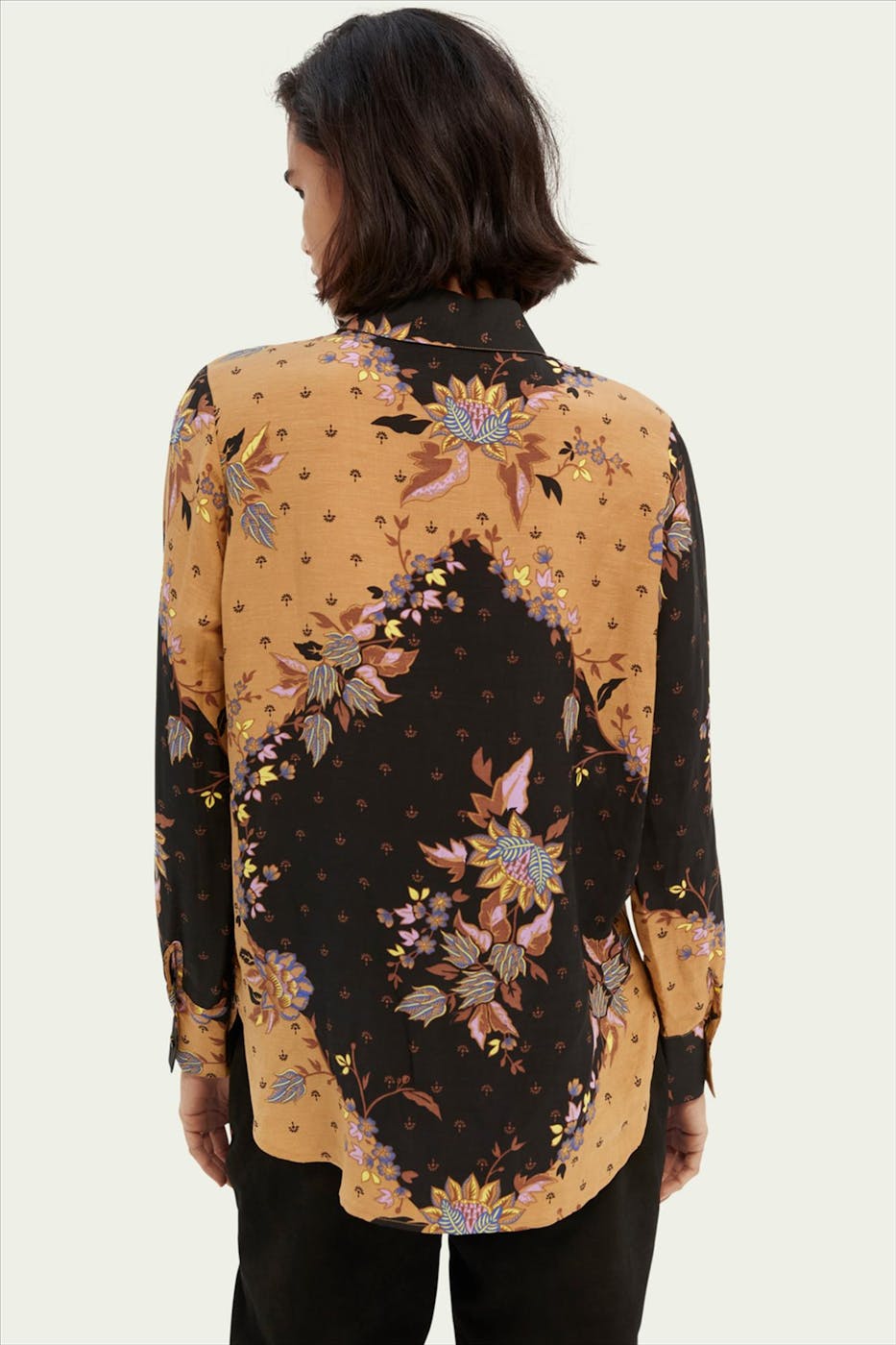 Scotch & Soda - Beige-zwarte bloemenprint blouse