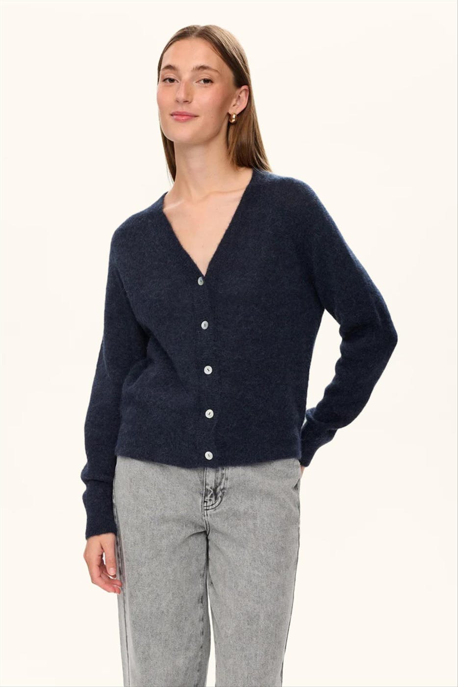 Nümph - Donkerblauwe Riette V-Neck cardigan