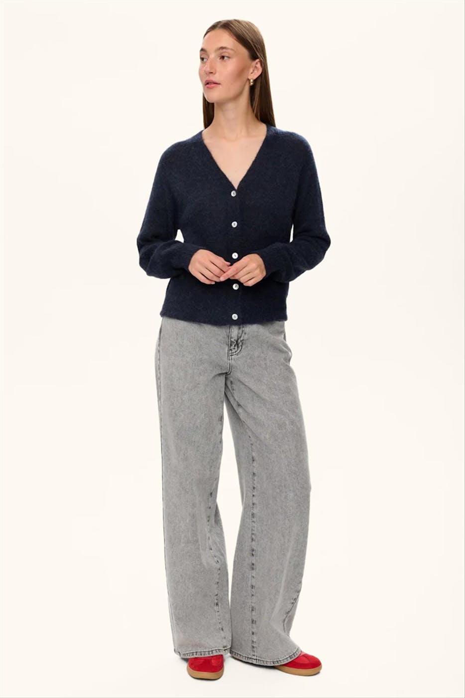 Nümph - Donkerblauwe Riette V-Neck cardigan