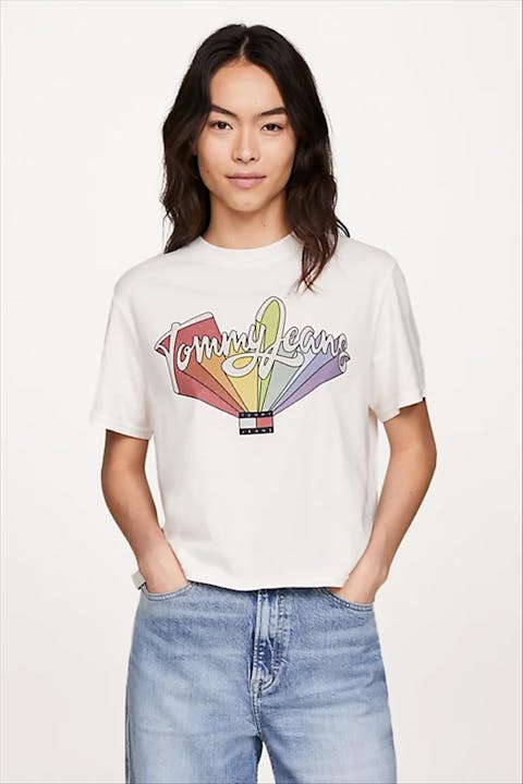 Tommy Jeans - Witte Rainbow Flag T-shirt