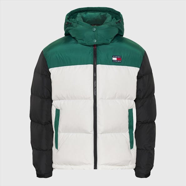 Tommy Jeans - Groen-wit-zwarte Colourblocking jas