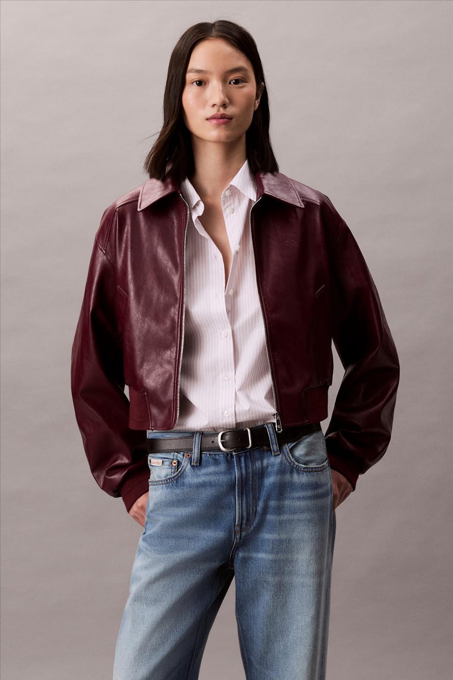 Calvin Klein Jeans - Bordeaux Cropped Crinkle vestje