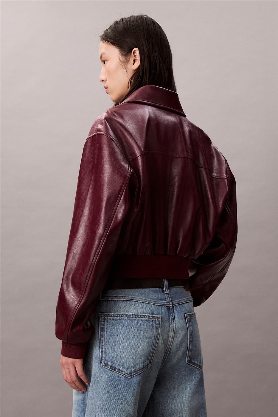 Calvin Klein Jeans - Bordeaux Cropped Crinkle vestje