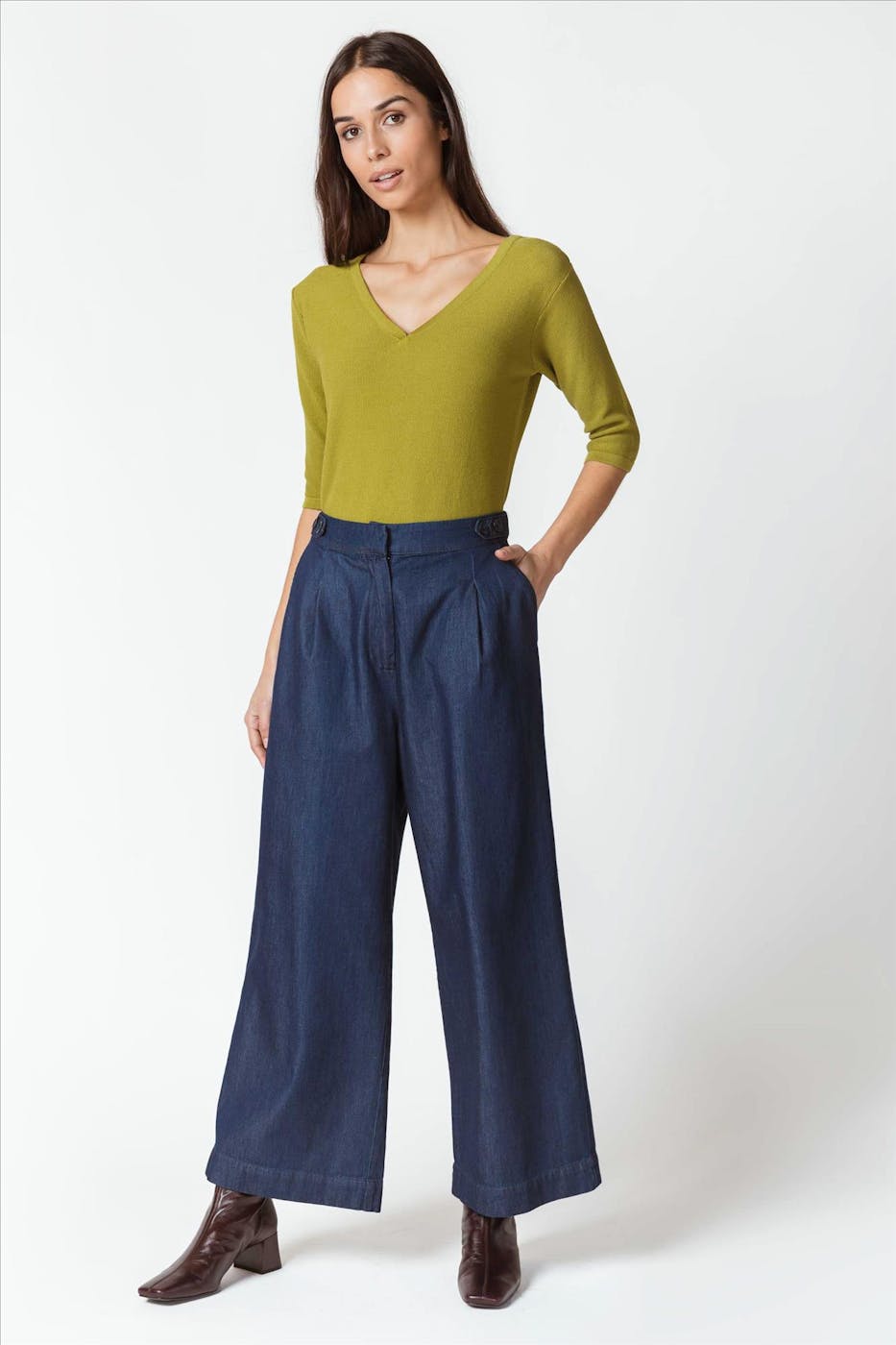 SkunkFunk - Donkerblauwe cropped Ilia jeansbroek