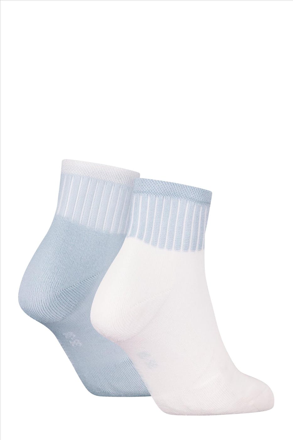 Calvin Klein - Witte-Lichtblauwe 2-pack Glossy Rib sokken, maat: 39-42