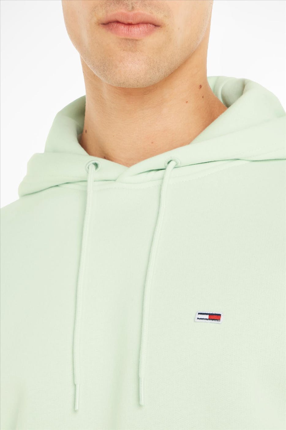 Tommy Jeans - Lichtgroene Regular Solid hoodie