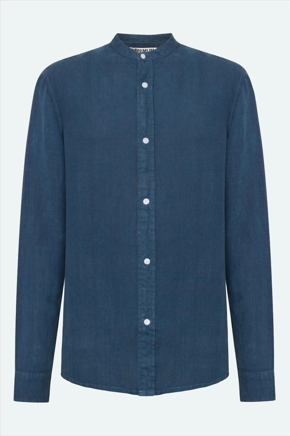 Minimum - Donkerblauw Mando Linen hemd