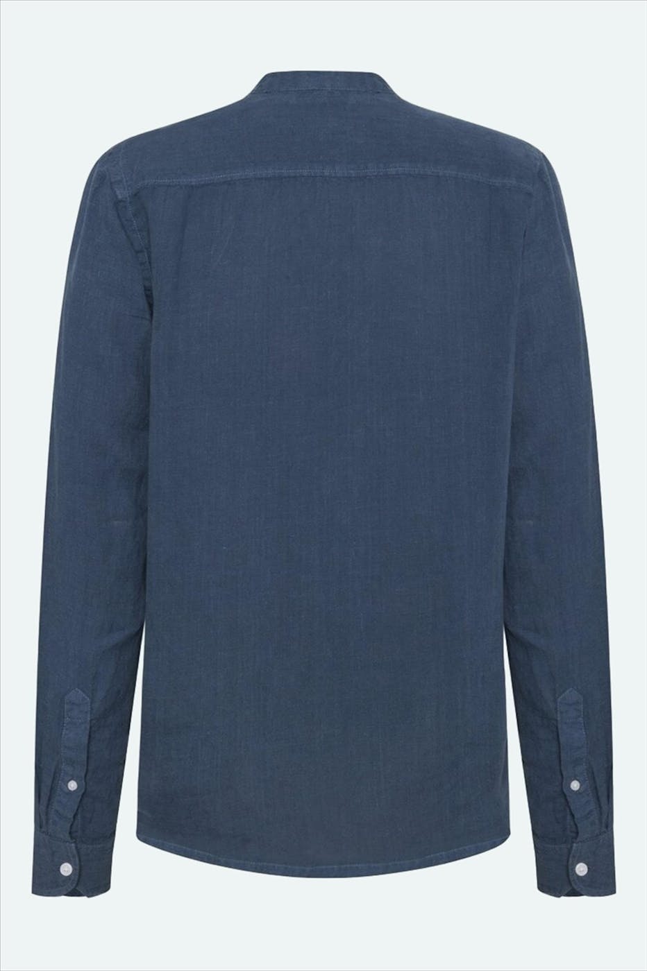 Minimum - Donkerblauw Mando Linen hemd