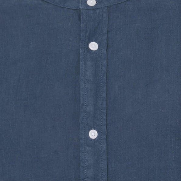 Minimum - Donkerblauw Mando Linen hemd