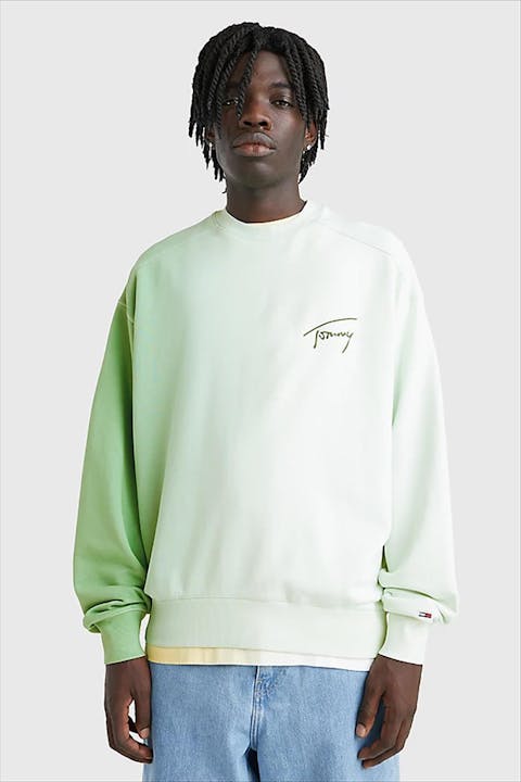 Tommy Jeans - Lichtgroene Dip Dye Signature sweater
