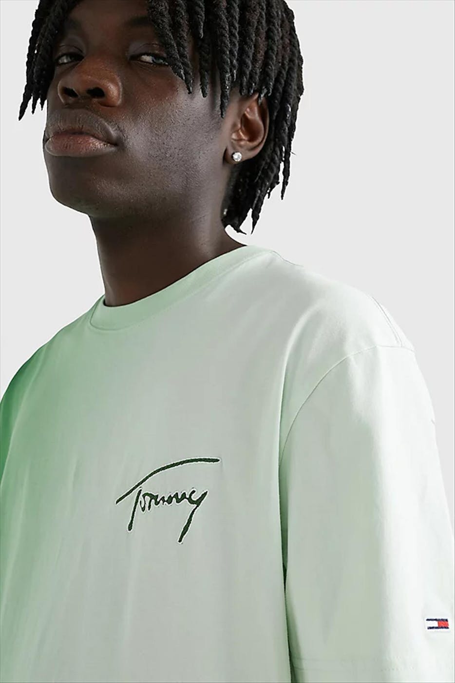 Tommy Jeans - Lichtgroene Dip Dye Signature T-shirt