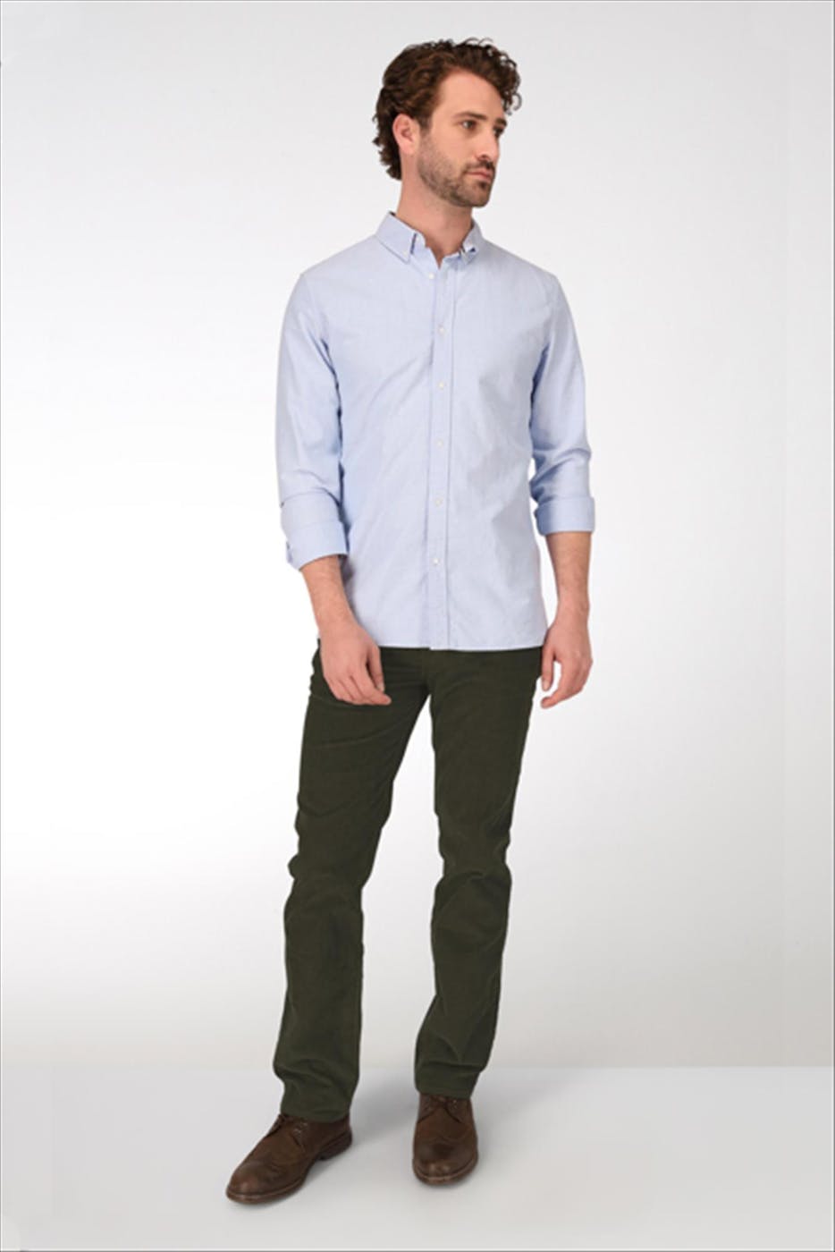 Lee Cooper - Donkergroene LC112ZP Cordos slim broek