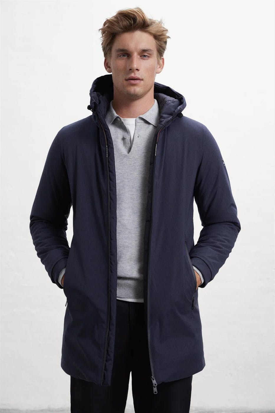 ECOALF - Donkerblauwe Pasualf Parka jas met kap