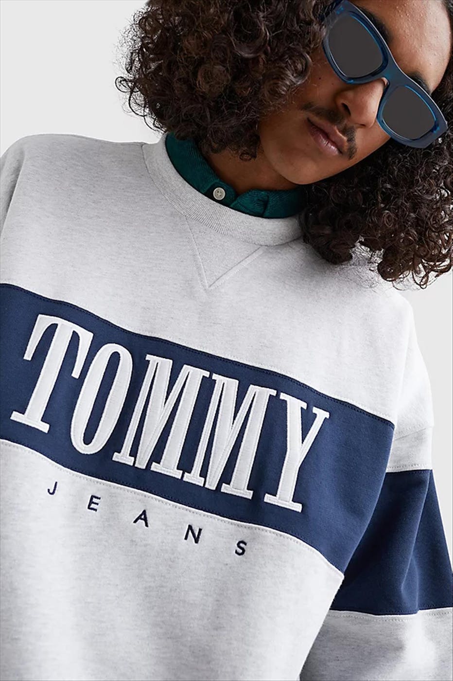 Tommy Jeans - Grijze Authentic Block Crew sweater