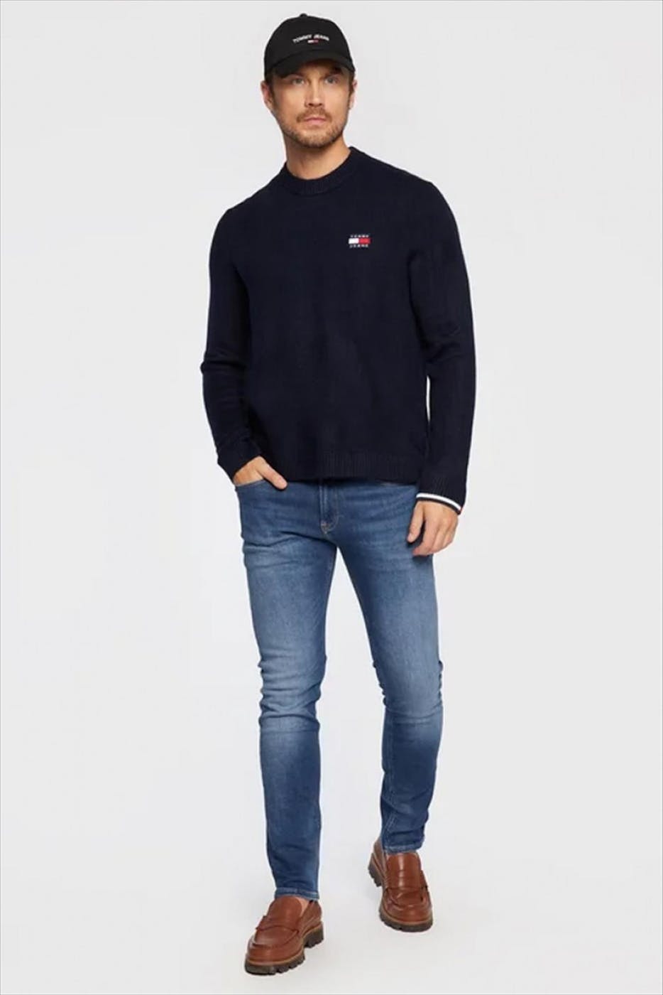 Tommy Jeans - Donkerblauwe Badge Crew trui