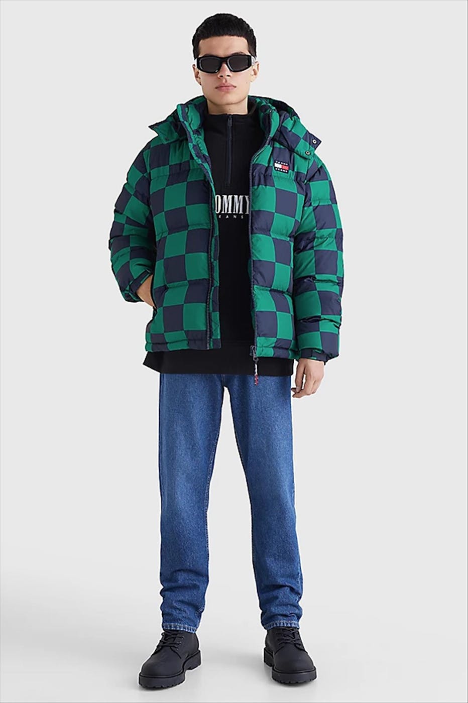 Tommy Jeans - Blauw-groene Alaska Fashion Puffer Jas