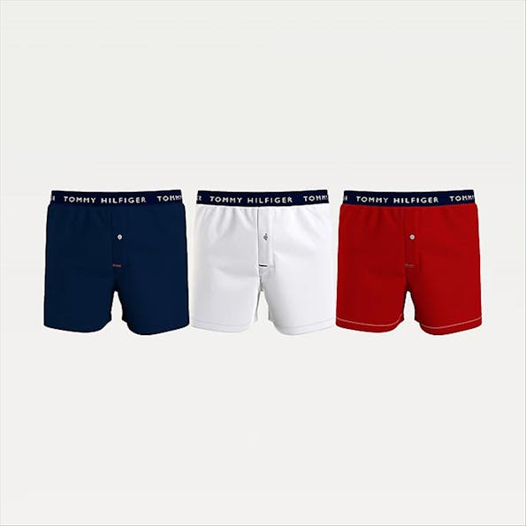 Tommy Hilfiger Underwear - Blauw-wit-rode 3-pack Woven boxershorts