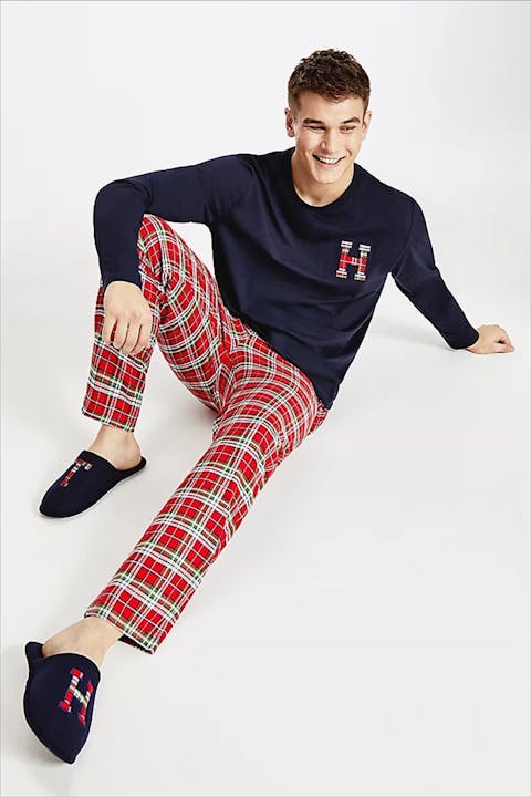 Tommy Hilfiger Underwear - Donkerblauw-rode LS Pant Flannel Slipper Set