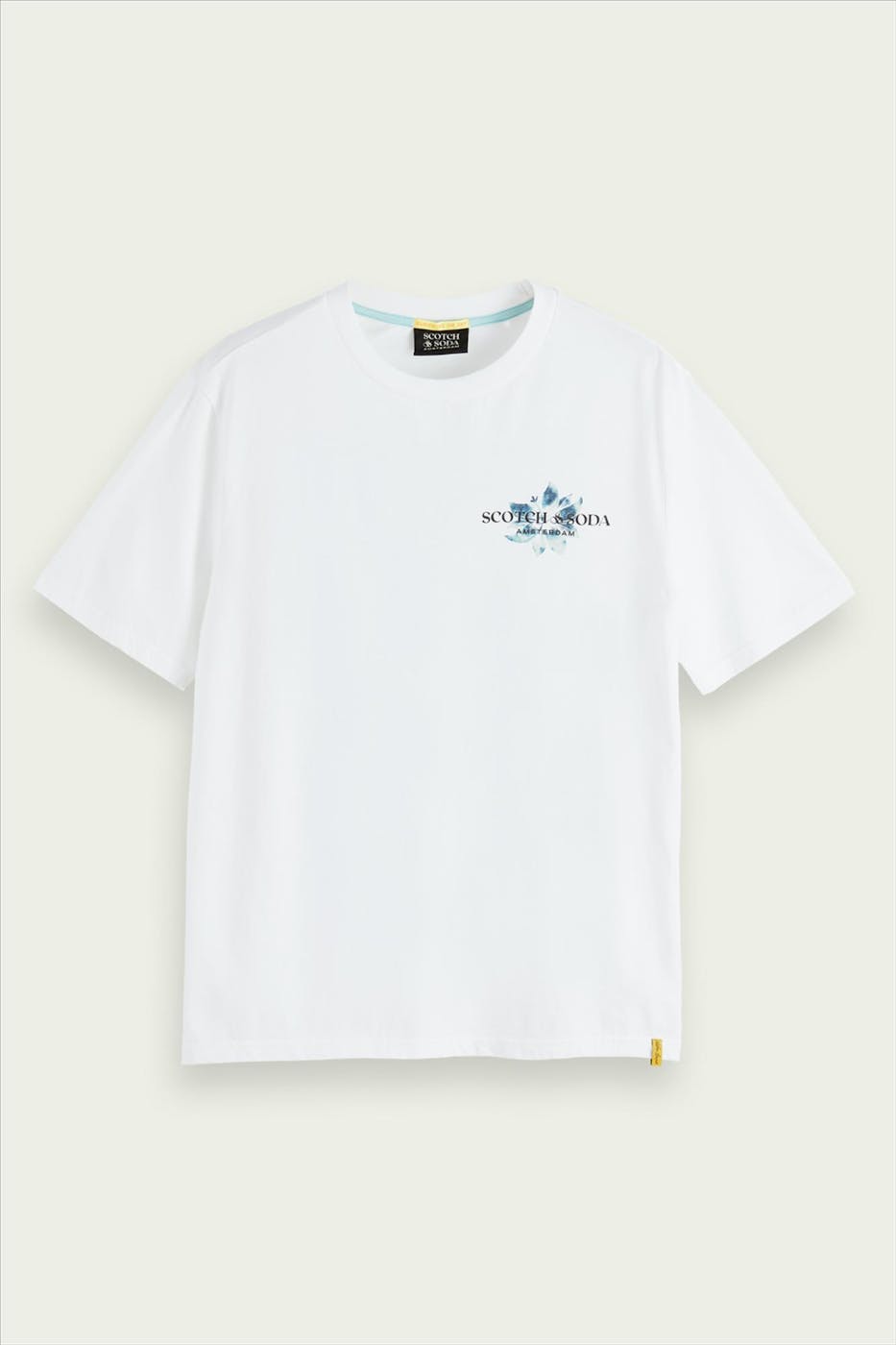 Scotch & Soda - Wit-donkerblauwe Graphic Jersey Crewneck T-shirt