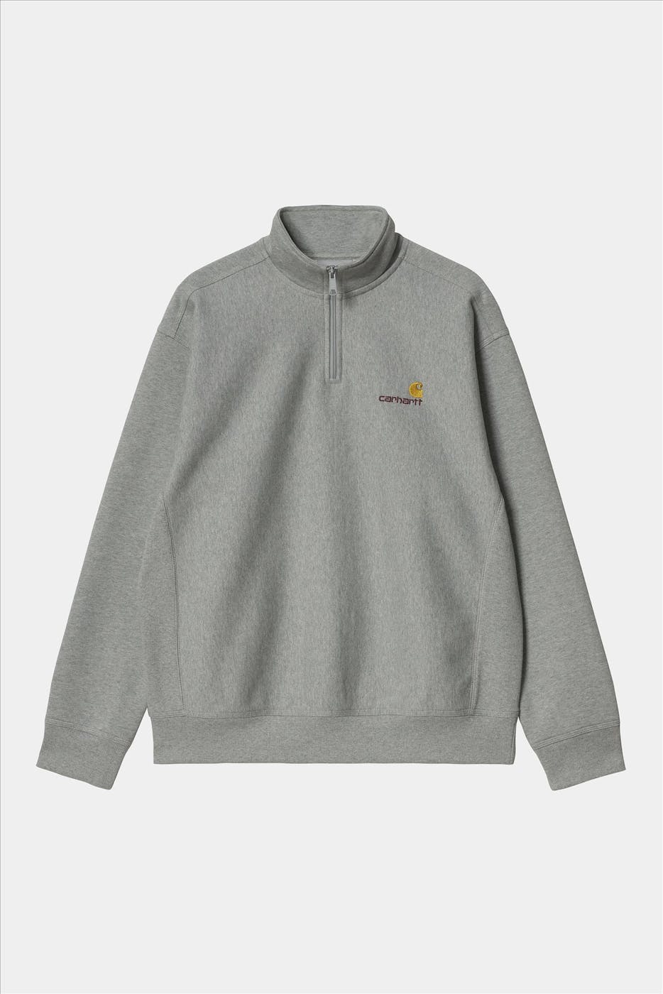 Carhartt WIP - Grijze Half Zip American Script sweater