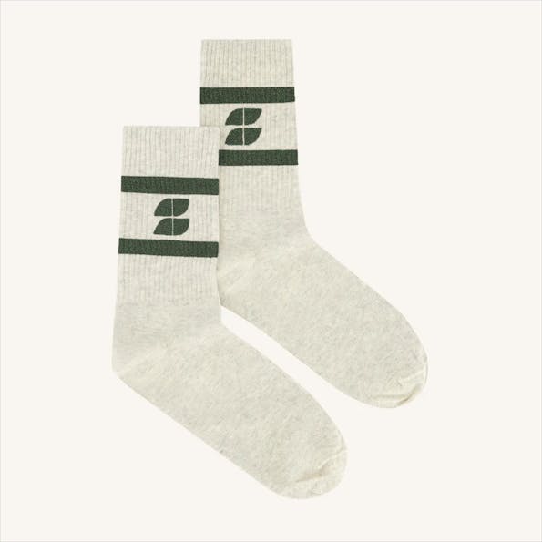 BY BAR - Grijs-Groene Logo Sparkle sokken