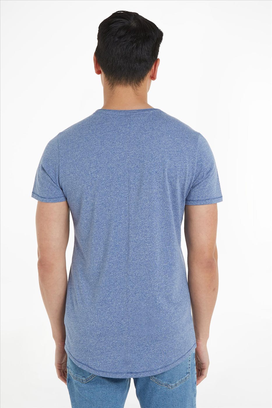 Tommy Jeans - Ecru-blauwe Slim Jaspe T-shirt