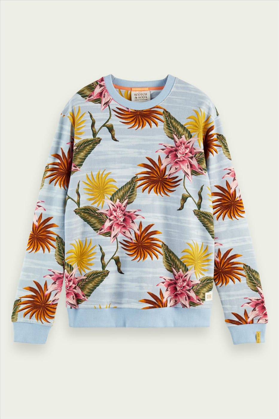 Scotch & Soda - Blauwe-multicolor bloemen sweater