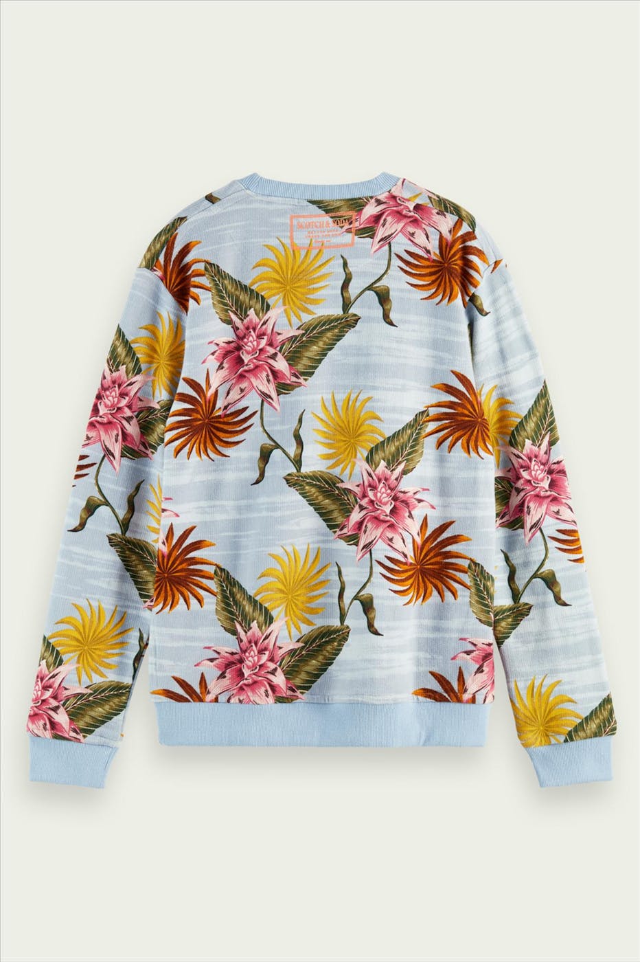 Scotch & Soda - Blauwe-multicolor bloemen sweater