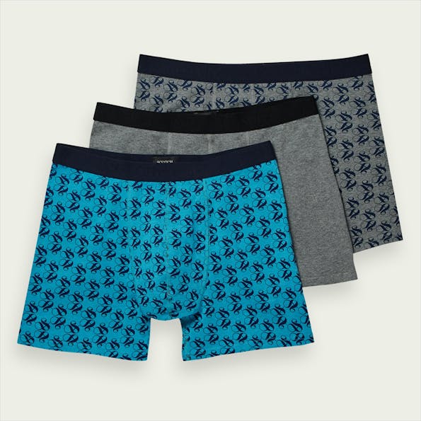 Scotch & Soda - Blauwe-grijze 3-pack logo boxershorts