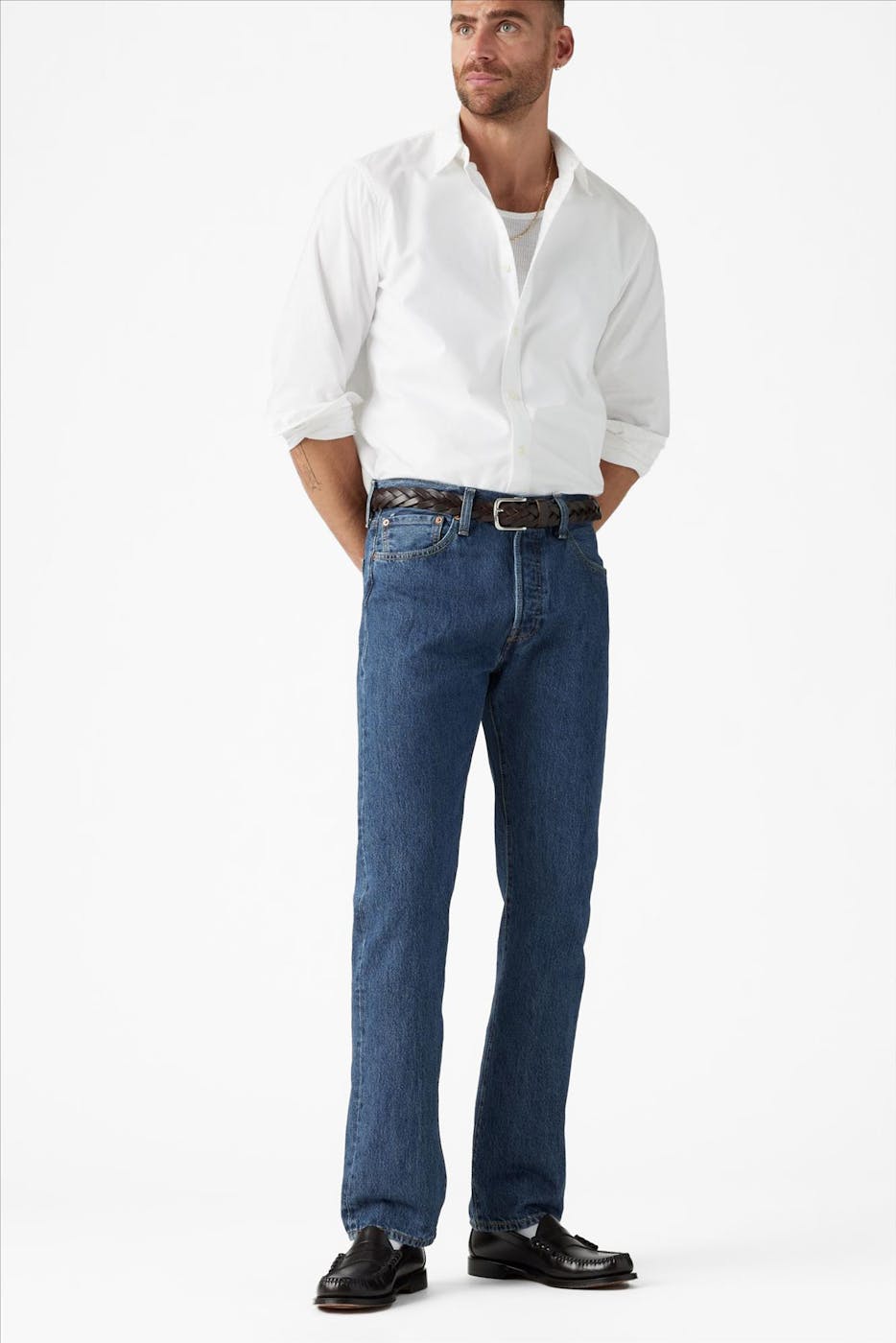 Levi's - Blauwe 501 straight jeans