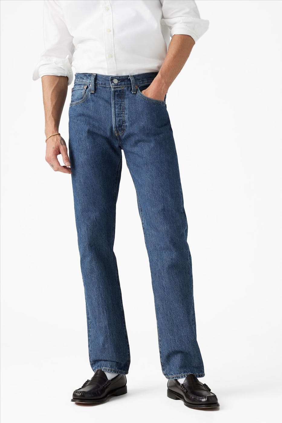 Levi's - Blauwe 501 straight jeans
