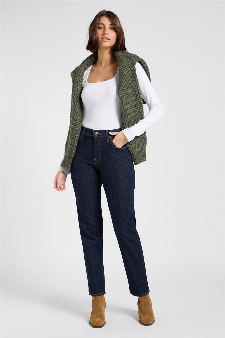 Lee - Donkerblauwe Carol Regular Straight jeans