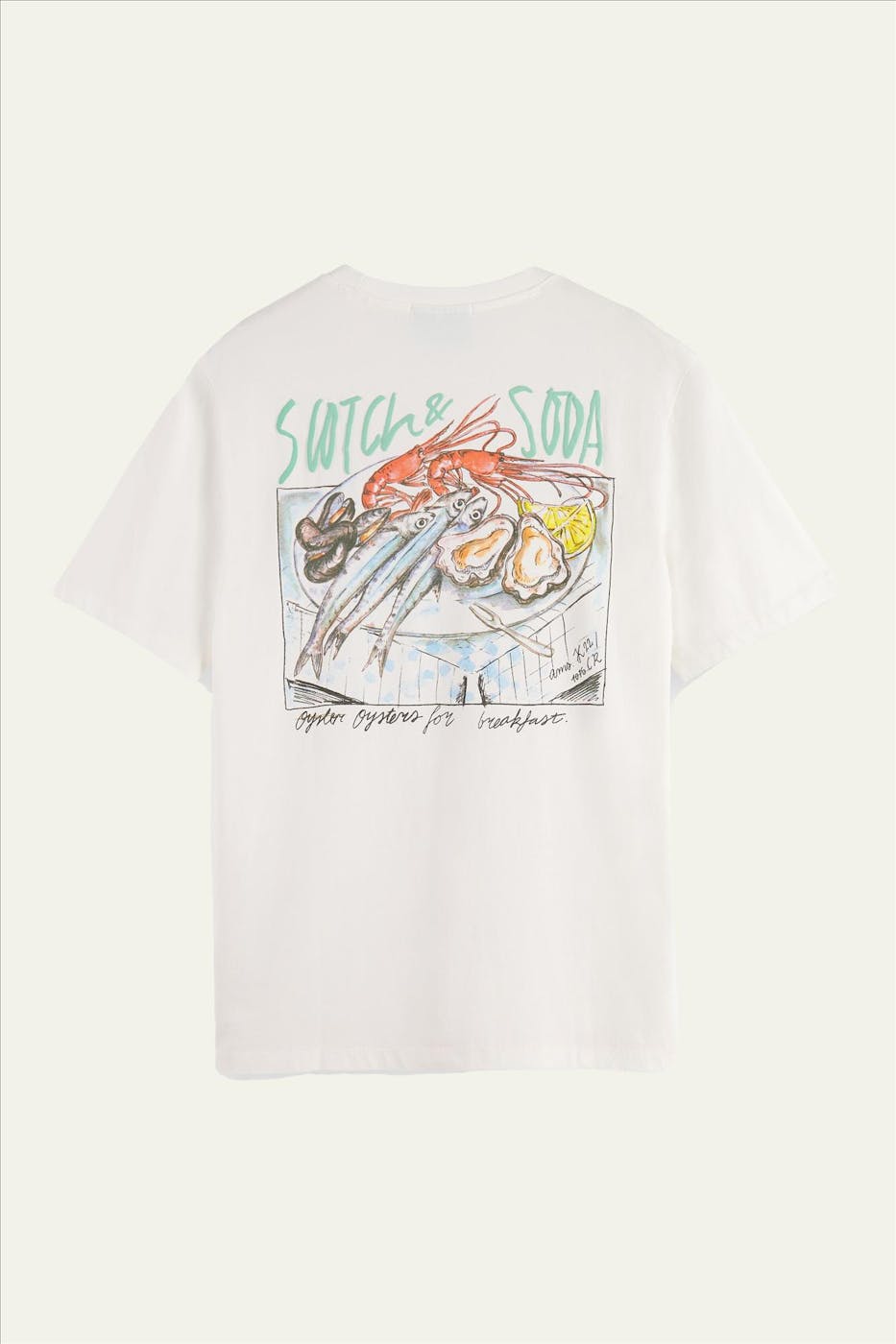 Scotch & Soda - Witte Oyster Breakfast T-shirt