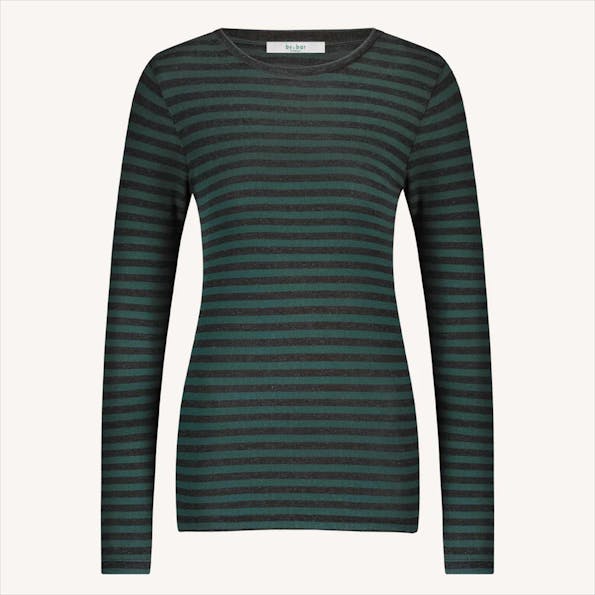 BY BAR - Donkergrijs-Donkergroene Basic Stripe longsleeve
