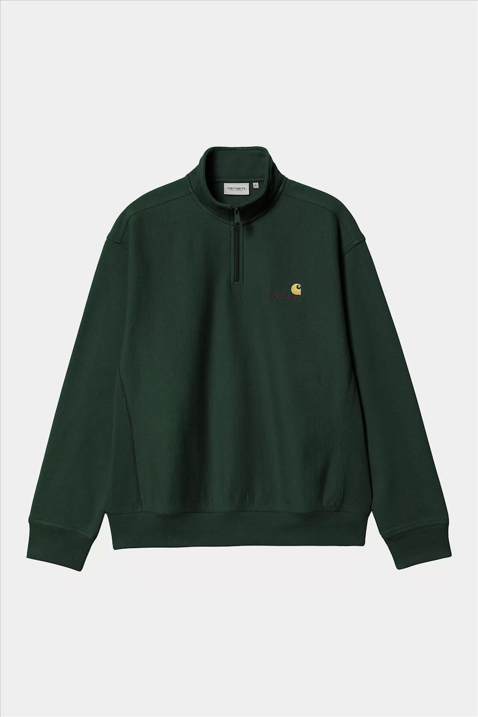 Carhartt WIP - Donkergroene Half Zip American Script sweater
