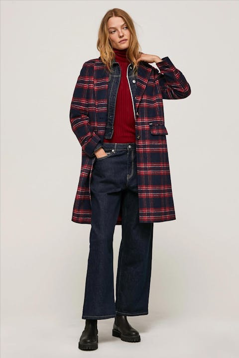 Pepe Jeans London - Donkerblauw-rode Aileen mantel