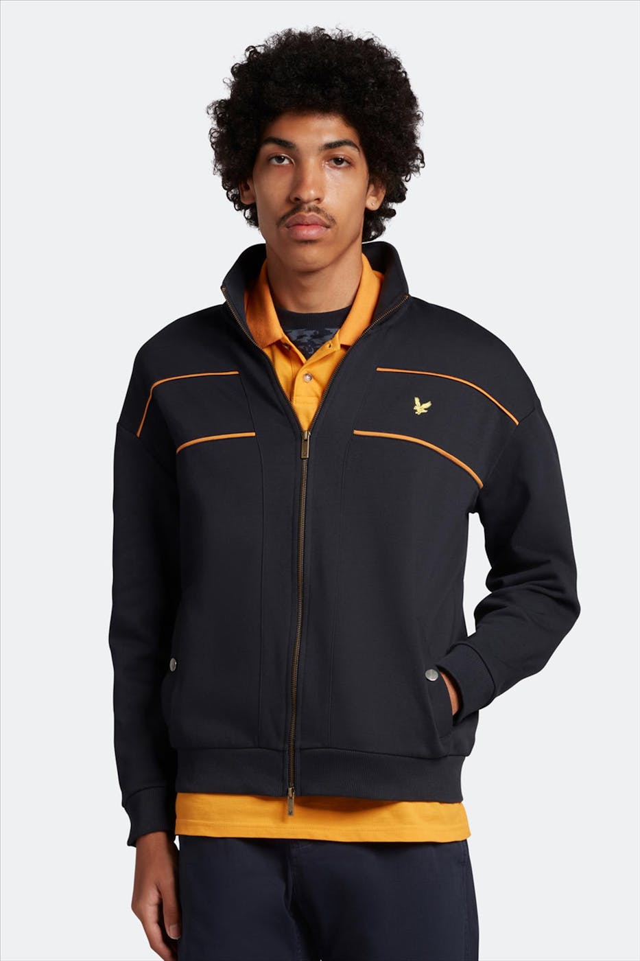 Lyle & Scott - Donkerblauwe Panelled Track sweater