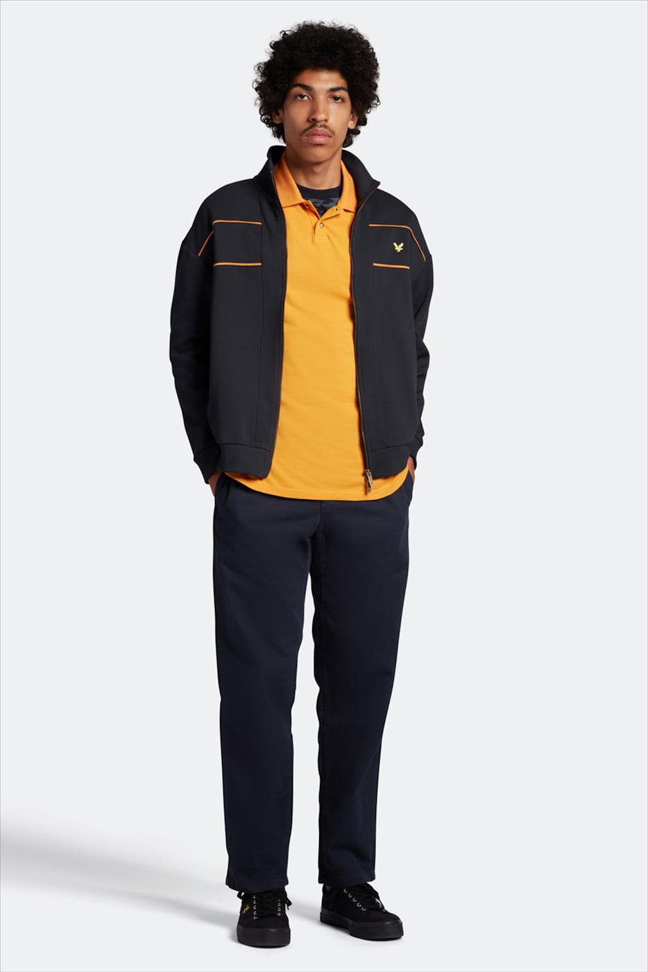 Lyle & Scott - Donkerblauwe Panelled Track sweater