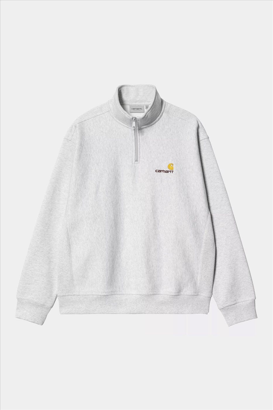Carhartt WIP - Lichtgrijze Half Zip American Script sweater