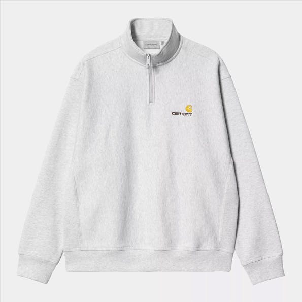 Carhartt WIP - Lichtgrijze Half Zip American Script sweater