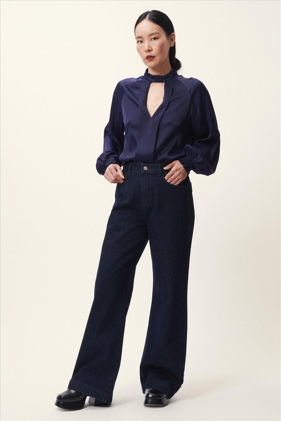 FRNCH - Donkerblauwe Elbar blouse